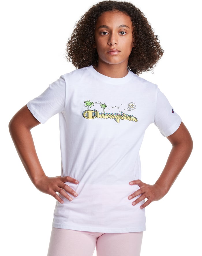 Camiseta Champion Niña - Classic Relaxation ( Blancas ) 2951084-XU